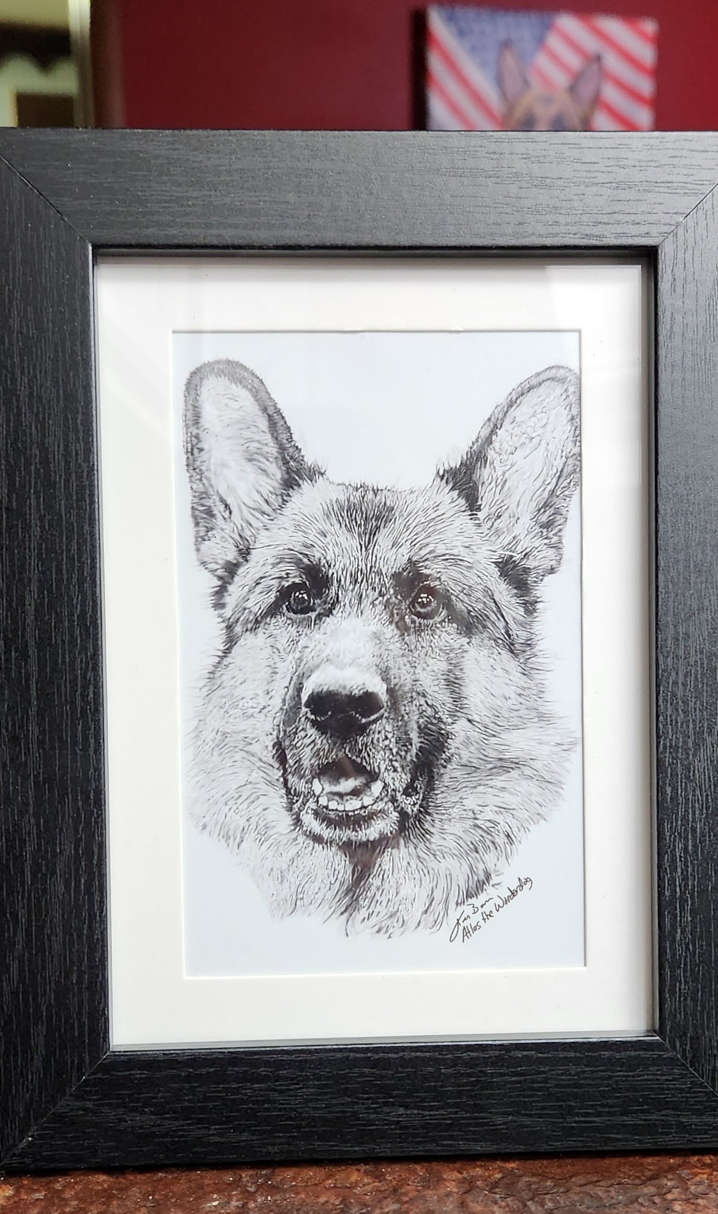 Framed Atlas Pencil Sketch